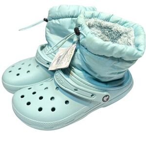 Crocs Classic Lined Neo Puff Boots in the color Pure Water size 9 women